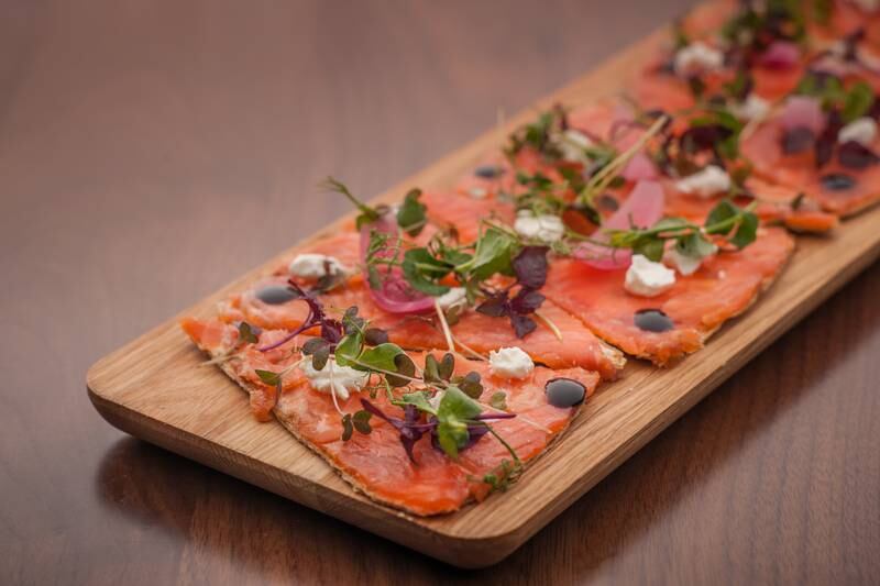 smoked salmon and goat cheese pizeetta  -- Handouts from BOA Steakhouse in Abu Dhabi, interiors and dishes. Stacie Overton A&L story, May 2014.
 CREDIT: Courtesy BOA