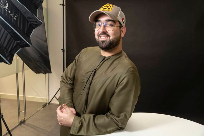 Ebrahim Abbas, 24, is an Emirati who quickly became a social media sensation through his TikTok videos.
He makes content in which he debunks rumours about the UAE, videos that have gone viral many times, helping him gain more than 1.4 million followers and 20.4 million likes on the Chinese social media app. For the past year, he has been working with the organisation as a content creator and presenter. He does a show called ‘Khodha Menni’, which translates from Arabic to ‘take it from me’.  Antonie Robertson / The National
