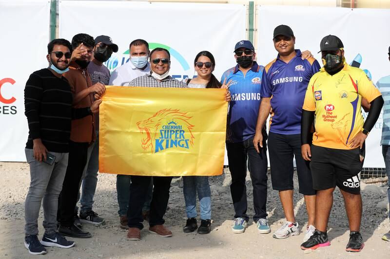 IPL fans in Dubai for the match between Chennai Super Kings and Mumbai Indians. Chris Whiteoak / The National