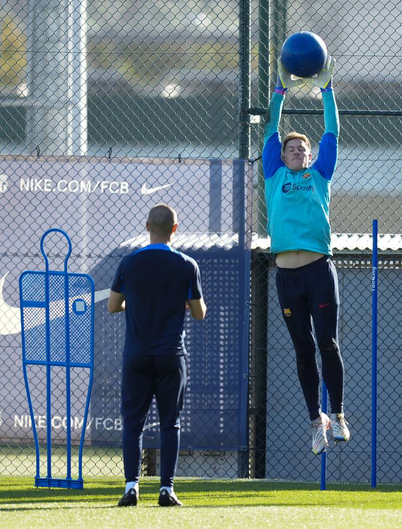 Barca goalkeeper Marc-Andre ter Stegen attends a training session. EPA