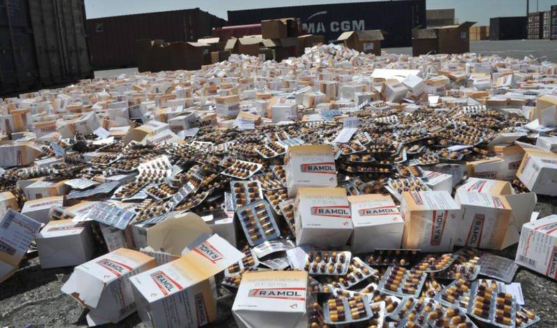 Tramadol tablets seized in Dubai last year as they were being smuggled through the country. Police say the abuse of Tramadol is the most prevalent drug problem in the country. Courtesy Dubai Customs