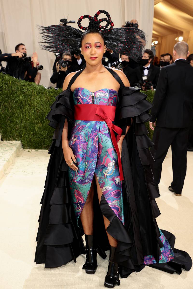 Co-chair Naomi Osaka attends The 2021 Met Gala Celebrating In America: A Lexicon Of Fashion at Metropolitan Museum of Art on September 13, 2021 in New York City. Getty Images via AFP