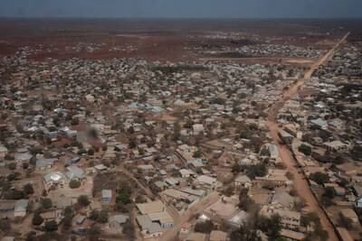 An aerial veiw of the town of Baidoa, Somalia.