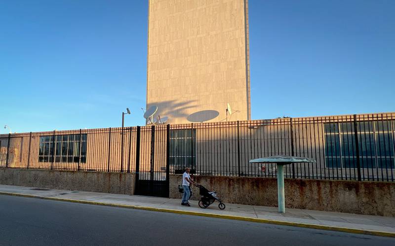 A man walks past the US embassy in Havana. The US consulate resumed full immigrant visa services for Cubans on January 4. AFP