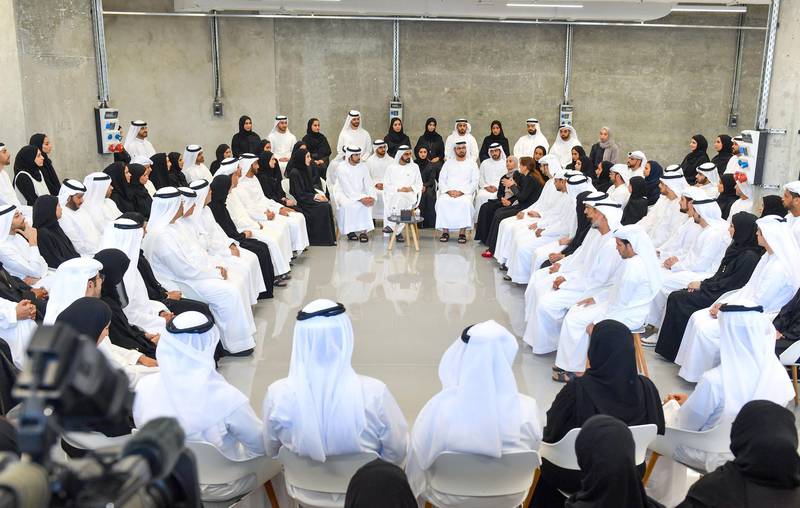 Sheikh Mohammed bin Rashid, Vice President and Ruler of Dubai, at the annual brainstorming session at his office in the Emirates Towers in Dubai. All photos Wam
