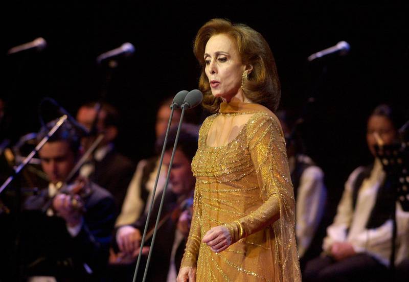 Fairouz, one of the Arab world's most prominent and revered singers, performs in front of thousands of fans during a concert at the mountain resort of Beiteddine, Lebanon. AP