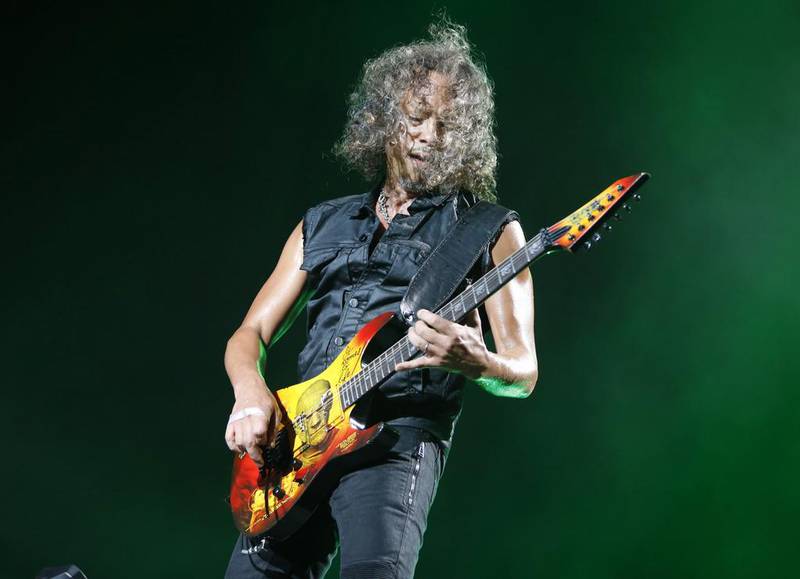 Guitarist Kirk Hammett of Metallica performs.