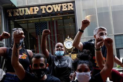Demonstrators near Trump Tower during a Black Lives Matter protest on the Fourth of July Holiday in Manhattan, New York City, US, July 4. Andrew Kelly / Reuters