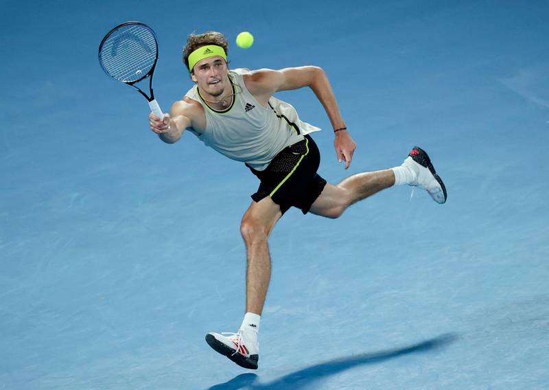 Alexander Zverev hits a forehand at Melbourne Park. AP