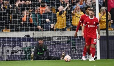 LIVERPOOL RATINGS: Alisson Becker 7: Tried but failed to prevent Hwang’s opener from crossing the goalline. Made clear his frustrations at the shambles in front of him at times in first half. But overall, very little to do. Reuters
