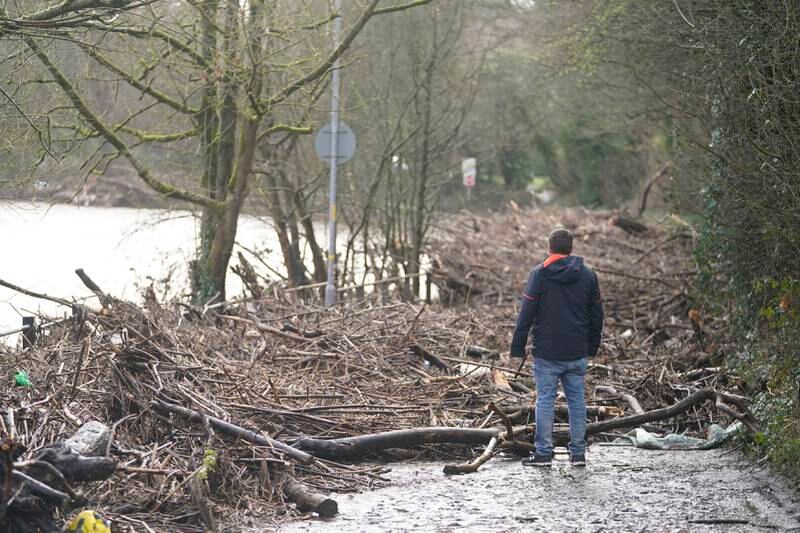 Debris left after floodwater receded from the River Mersey near Didsbury Golf Club. AP Photo
