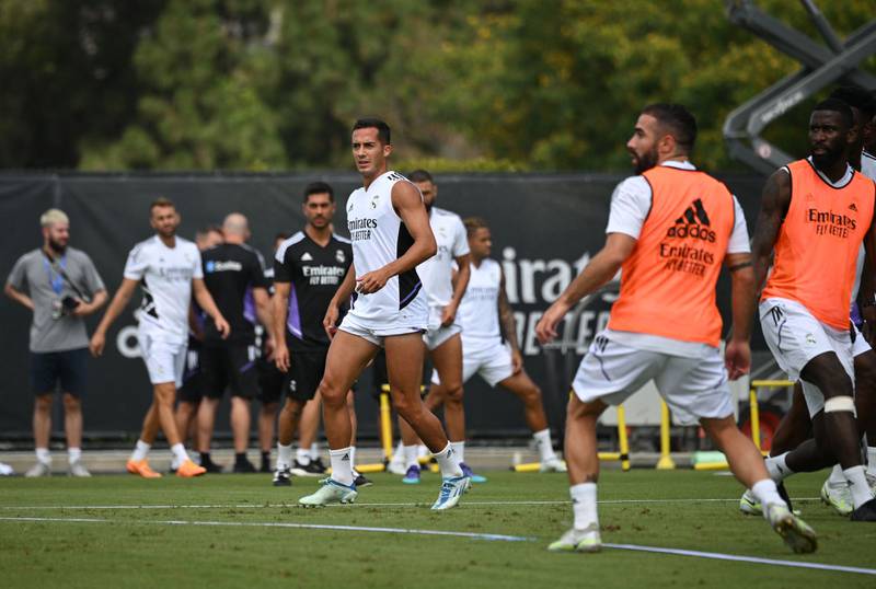 Real Madrid attacker Eden Hazard training at UCLA in California. AFP
