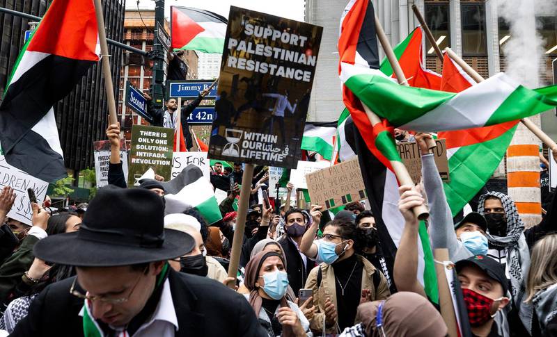 Palestinians protest in US after violence escalates in Israel and Gaza