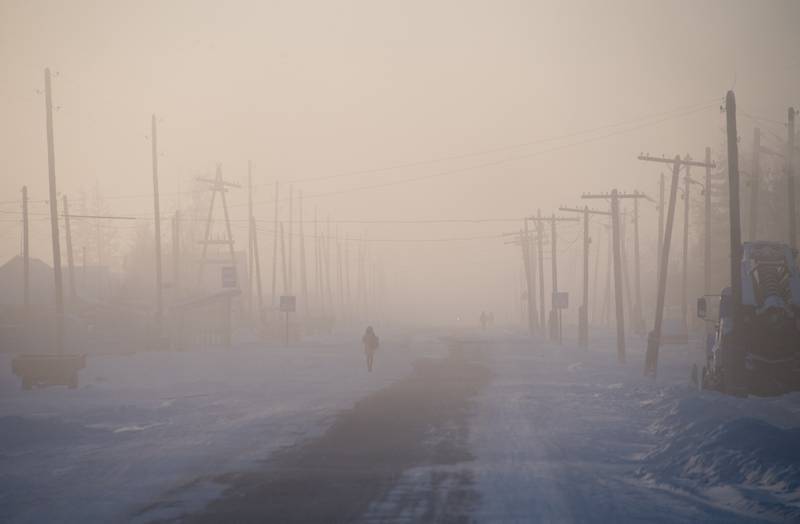 The frost-covered town of Oy, 70km south of Yakutsk. AFP