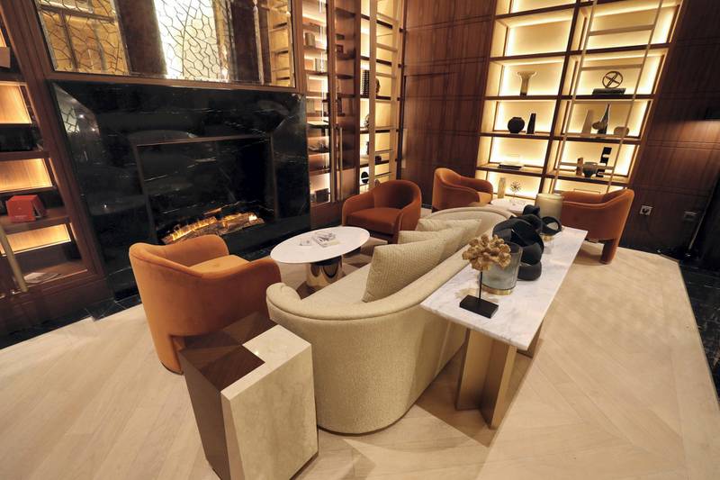 The cigar lounge. First look at the new St Regis Dubai, The Palm on May 15th, 2021. Chris Whiteoak / The National. 
Reporter: Hayley Skirka  for Lifestyle