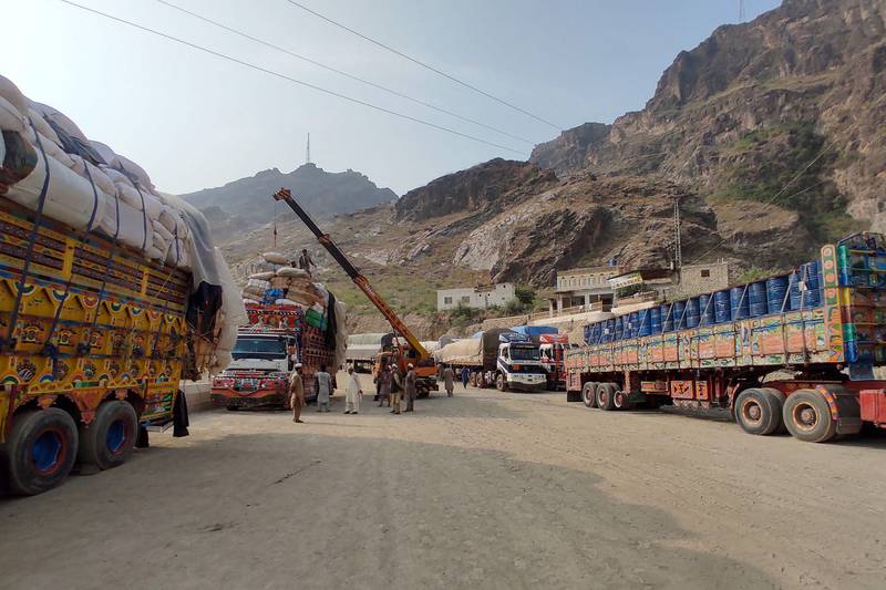 Lorry drivers wait at the Pakistan-Afghanistan border in Torkham. The crossing reopened on September 15, more than a week after it was closed after a gun battle between frontier guards. AFP