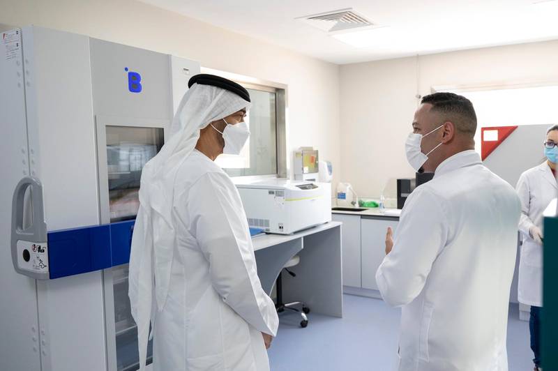 Sheikh Mohamed is given a tour by medical staff and researchers