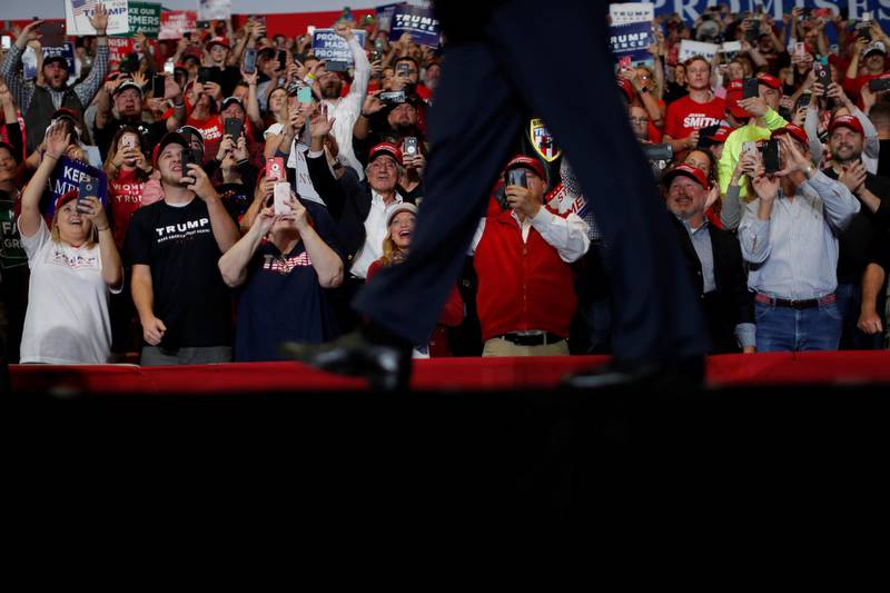 US President Donald Trump walks on stage in Cape Girardeau, Missouri. Reuters