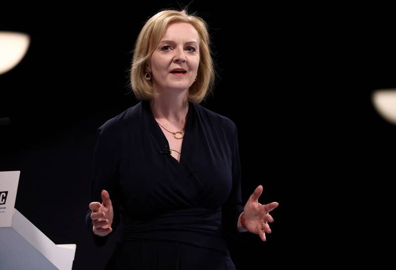 Conservative leadership candidate Liz Truss speaks at a hustings event, part of the Conservative party leadership campaign, in Leeds, Britain July 28, 2022. Reuters