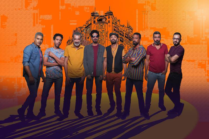 Band members Hany Adel, Ahmad Omar, Asaad Nessim, Wael El Sayed, Ahmad Omran, Mizo Gamal, Bob Abdelhamid and Mounir Maher. Courtesy Wust El Balad