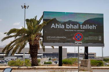 A tourism billboard in Lebanon's capital Beirut, but hotel owners have seen occupancy rates plummet since early October. AFP