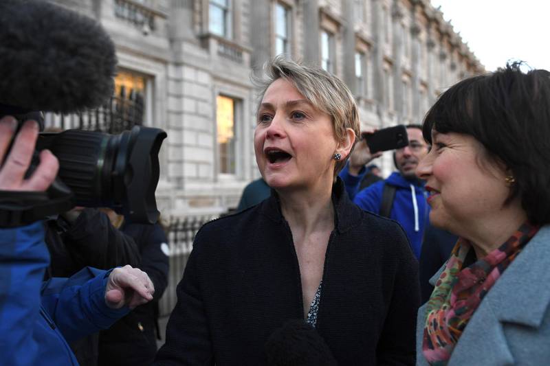 LONDON, ENGLAND - JANUARY 17: MP Yvette Cooper of the Labour Party leaves the Cabinet Office on January 17, 2019 in London, England. After defeating a vote of no confidence in her government, Theresa May called on MPs to break the Brexit deadlock and 'come together, put the national interest first - and deliver on the referendum.' (Photo by Leon Neal/Getty Images)