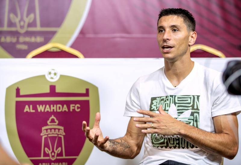 Abu Dhabi, United Arab Emirates, July 23, 2019.  Sebastian Tagliabue is one of the stars of the Arabian Gulf League, its all-time leading foreign goalscorer and second in the all-time charts. Victor Besa/The NationalSection:  SPReporter:  John McAuley