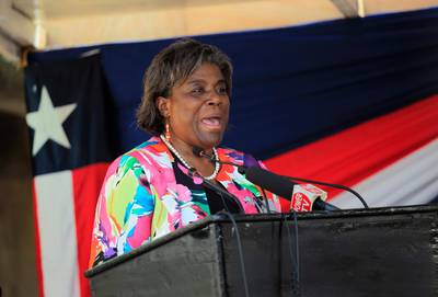 epa08837903 (FILE) - US Assistant Secretary of State for African Affiars Linda Thomas-Greenfield speaks during the official inauguration of the Mount Coffee Power Plant in Harrisburg, outside Monrovia, Liberia, 15 December 2016 (Reissued 23 November 2020). According to reports on 23 November 2020, US President-elect Joe Biden will nominate Linda Thomas-Greenfield to become the US Ambassador to the UN.  EPA/AHMED JALLANZO *** Local Caption *** 53165771