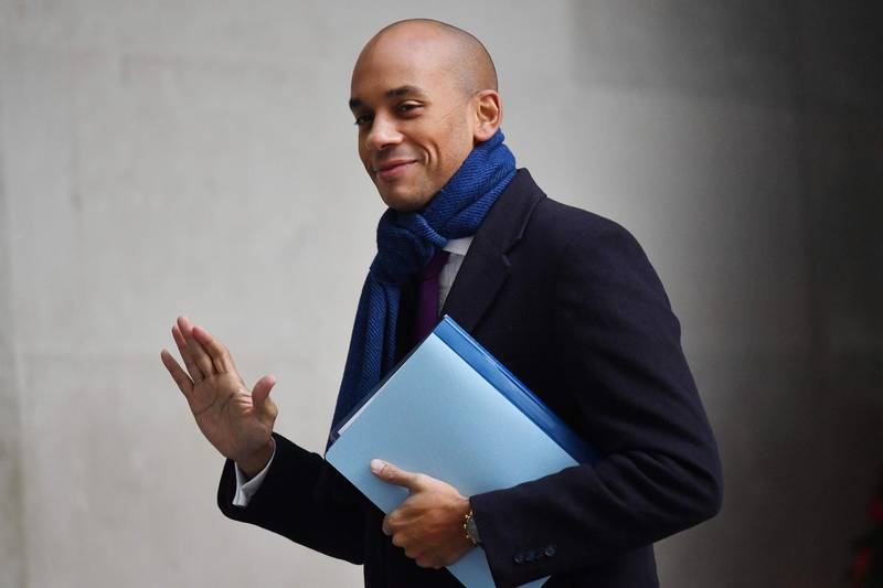 Liberal Democrat parliamentary candidate Chuka Umunna arrives at the BBC studios in London on December 1, 2019.  Britain will go to the polls on December 12, 2019 to vote in a pre-Christmas general election. / AFP / Ben STANSALL
