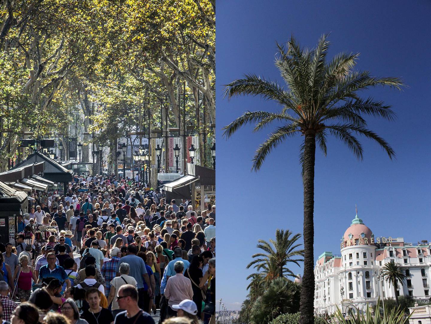 From left: Barcelona, Spain versus Nice, France.