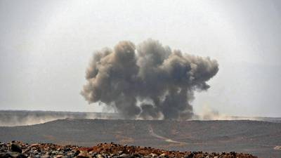 Smoke billows during clashes between forces loyal to Yemen's Saudi-backed government and Houthi rebel fighters in Yemen's north-eastern province of Marib. AFP