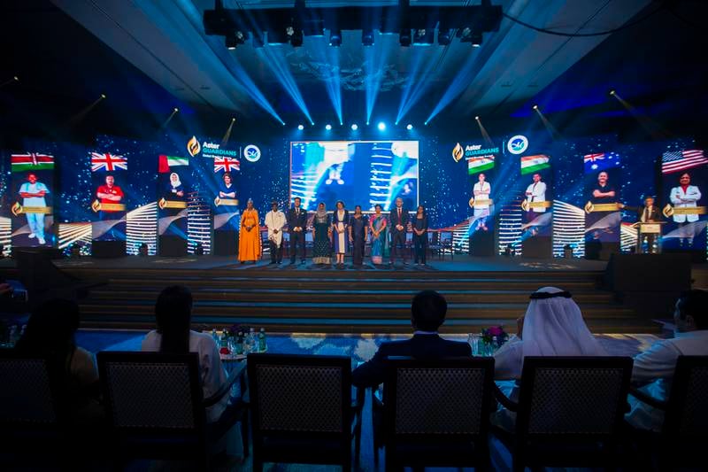 The finalists at the Aster Guardians Global Nursing Award ceremony at The Atlantis, Dubai.