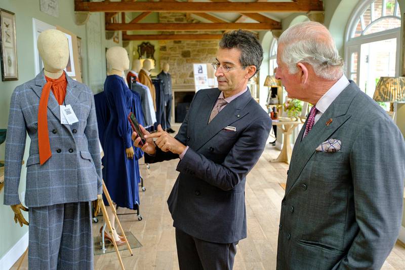 Prince Charles and Marchetti examine some of the designs at Dumfries House. Courtesy YNAP