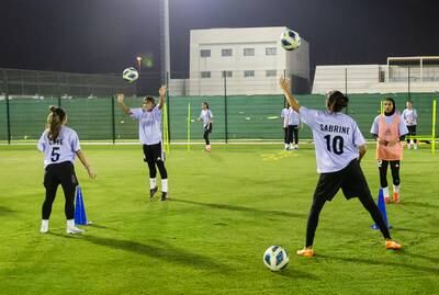 Banaat FC players take part in training.