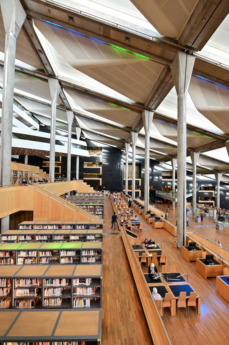The interior of the Bibliotheca Alexandrina library in Egypt's northern coastal city of Alexandria. AFP