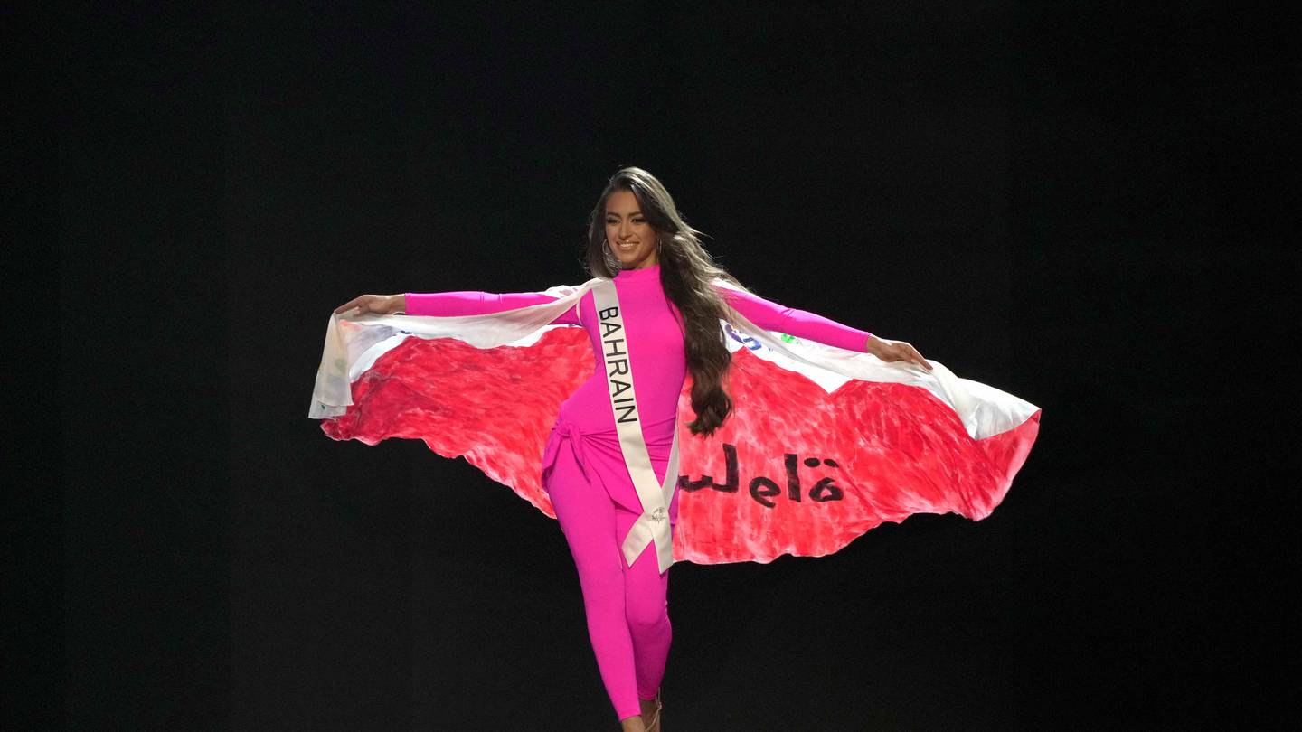 Miss Universe Bahrain stands out in burkini for swimsuit round