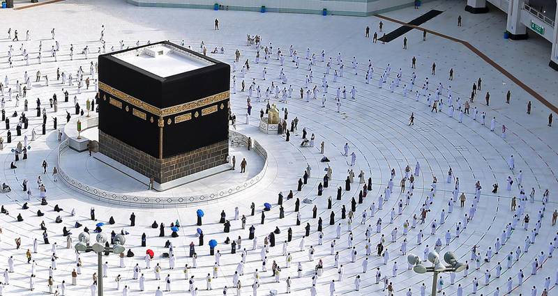 Pilgrims circumambulate around the Kaaba, the holiest shrine in the Grand mosque in the holy Saudi city of Mecca. AFP
