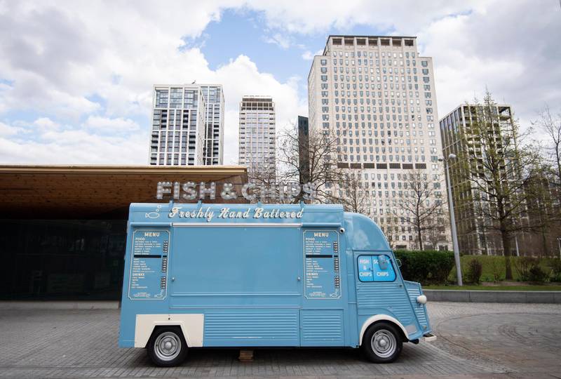 A closed down traditional fish and chips van parked by the river Thames in London, Britain.  EPA