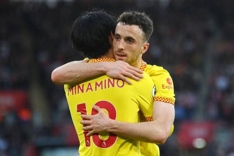 Diogo Jota – 7. The Portuguese set up Minamino’s goal and was generous in trying to assist teammates. He had two efforts on goal but his all-round play was to the fore rather than his finishing.
Getty