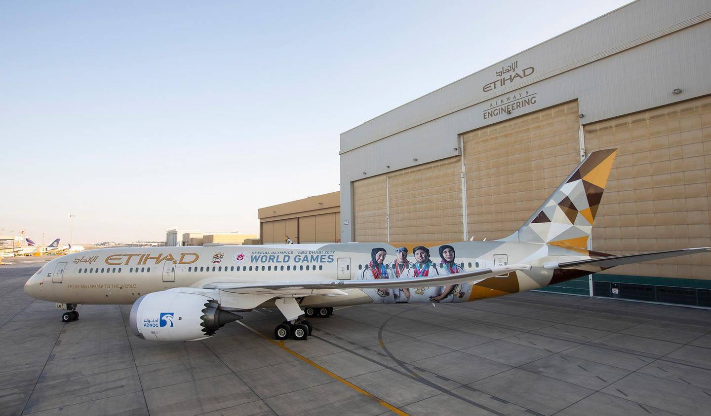 The Boeing 787-9 with its special livery. Courtesy Etihad
