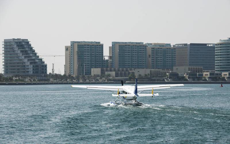 Abu Dhabi, United Arab Emirates - Seaplane along the Yas waterfront, Yas Marina. Khushnum Bhandari for The National
