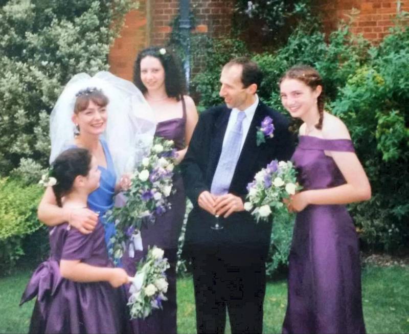 Jude Clarke with her three stepdaughters Rachel, Rebecca and Alice