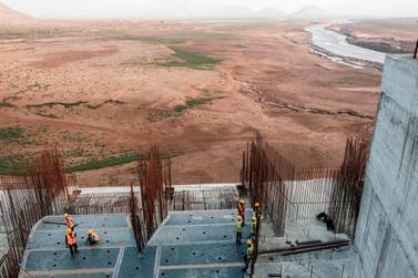 A general view of the construction works at the Grand Ethiopian Renaissance Dam (GERD), near Guba in Ethiopia, on December 26, 2019. AFP