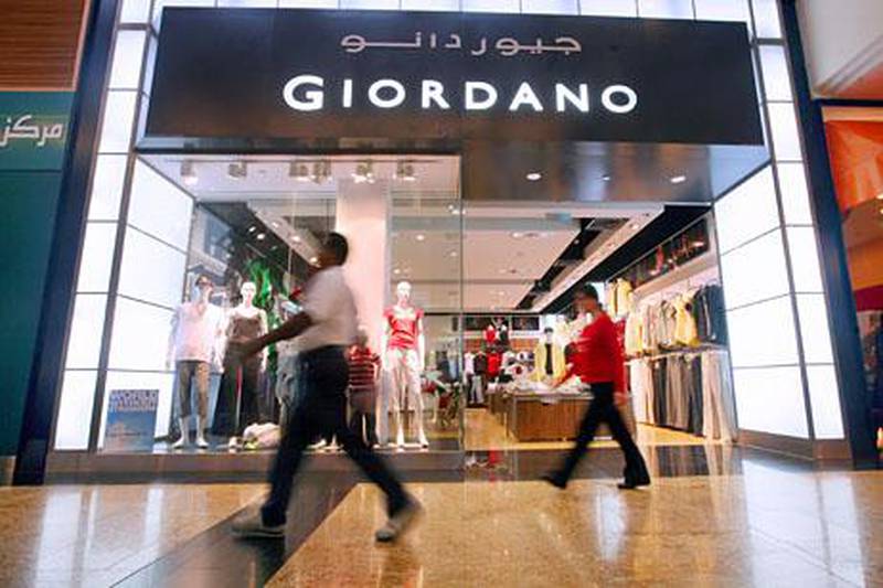 DUBAI, UNITED ARAB EMIRATES - August 14: The Giordano clothing store at the Mall of the Emirates in Dubai on August 14, 2008.  (Randi Sokoloff / The National) *** Local Caption ***  RS015-GIORDANO.jpgBZ20AU_Giordano3.jpg
