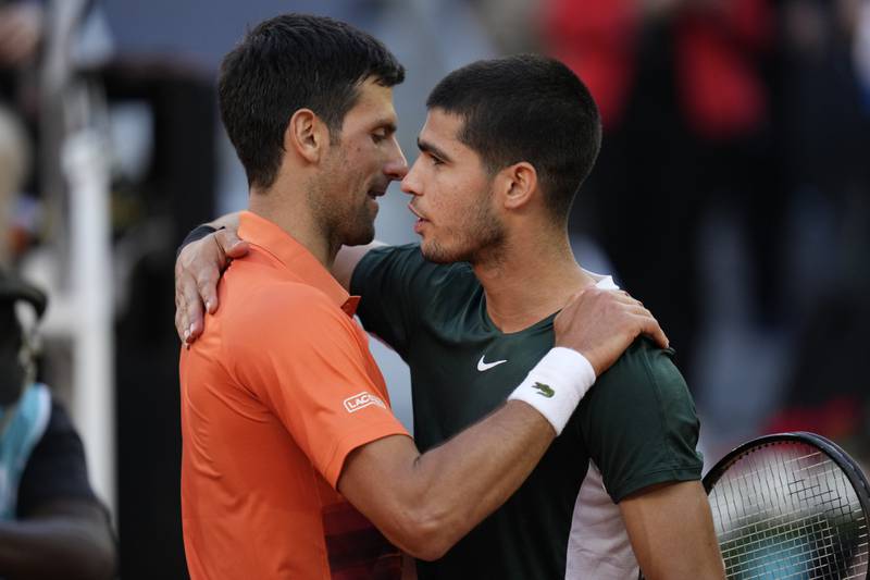 Novak Djokovic and Carlos Alcaraz have only played once, Alcaraz winning their match in the 2022 Madrid Masters quarter-finals. AP