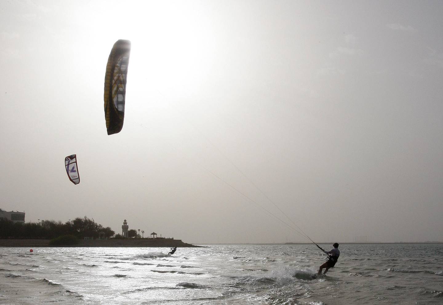  Mirfa Beach, United Arab Emirates, April 20 2012, 2012 Al Gharbia Watersports Festival- A kite surfers  just off the Mirfa Beach. Mike Young / The National