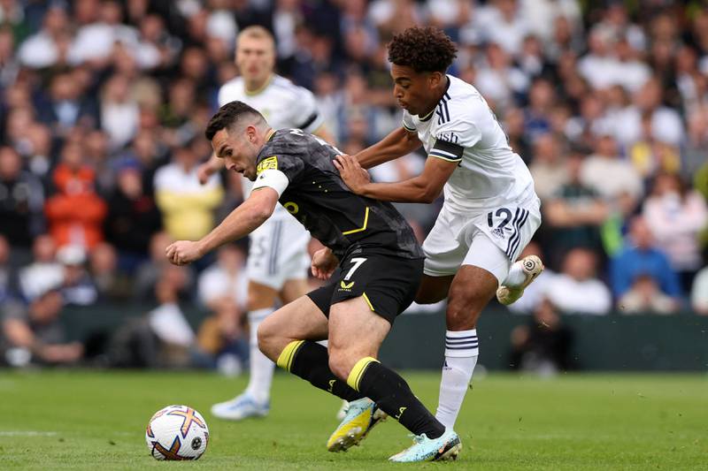 John McGinn - 7, Put in a disciplined performance in midfield and was effective going both ways. Great tackle on Aaronson in his own box, saw an ambitious strike deflected wide, then played superb ball to Ramsey in the box. Had a quieter second half and saw his late shot blocked. AFP
