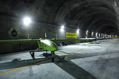 Photos from an underground Iranian military base show development of several drone platforms. AFP