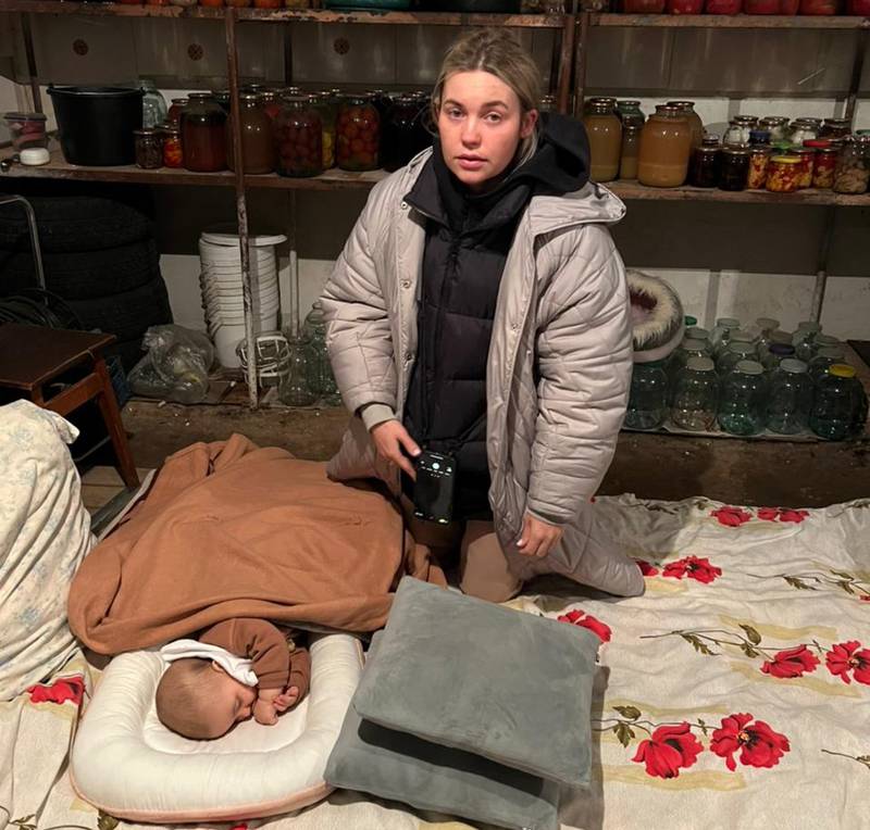 A Ukrainian woman takes refuge in a shelter in Kyiv with her baby son. Photo: PKF Hospitality Group