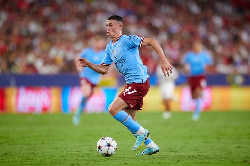 CM: Phil Foden (Manchester City). Full of zest, vision and already looking as if he has found a wavelength with Erling Haaland, who struck another brace of goals against Sevilla, but will acknowledge that Foden, who scored City’s second in the 4-0 win, was equally influential. Getty Images